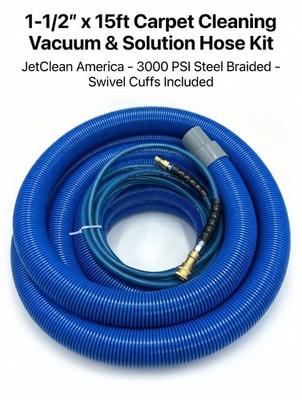 15ft JetClean America Professional Carpet Cleaning Hose Kit with swivel cuffs