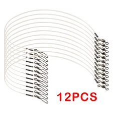 12Pcs Fluorocarbon Fishing Leader Line For Musky Pike Stay Lok Snap Crane Swivel