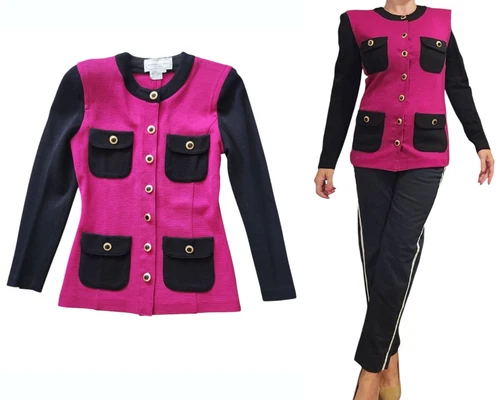 CHANEL Giacca blazer lana Adrienne Vittadini vintage anni 90 taglia 6 rosa fusia supermodella couture