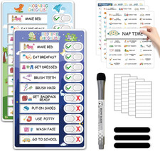 Upgraded 2 in 1 Bedtime/Morning Routine Chart - Magnetic Chore Chart for Toddler