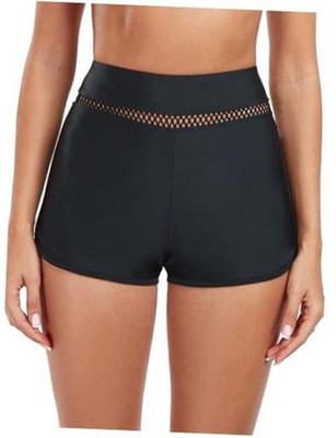 Women's High Waisted Swim Board Shorts Full Liner Swimsuit X-Large Black