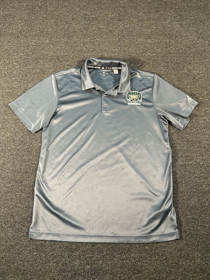 Polo Adidas Masculino Cinza Médio Ohio Bobcats Basquete Stretch Player Issue - Imagem 2 de 4