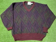 Vintage Sears Roebuck Sweater Mens Medium Pattern Knit Wool Blend Made Italy 90s