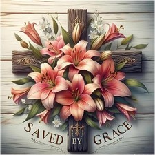 Cross Flower Diamond Painting Kits for Adults, Diamond Art Kits for Beginners, 5