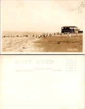 RPPC Cresent Swimming Beach Pacific Beach BC Real Postcard