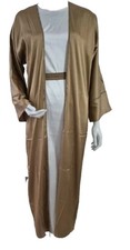 Premium Elegant Kimono Open Satin Abaya & White Slip Belt Twin Dubai - Gold 54