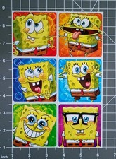 6-PCS SPONGEBOB FACES 2.5" Sticker Set SquarePants Nickelodeon Cartoon Classic