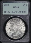 1886 Morgan Dollar PCGS MS-64 Old Green Rattler Holder