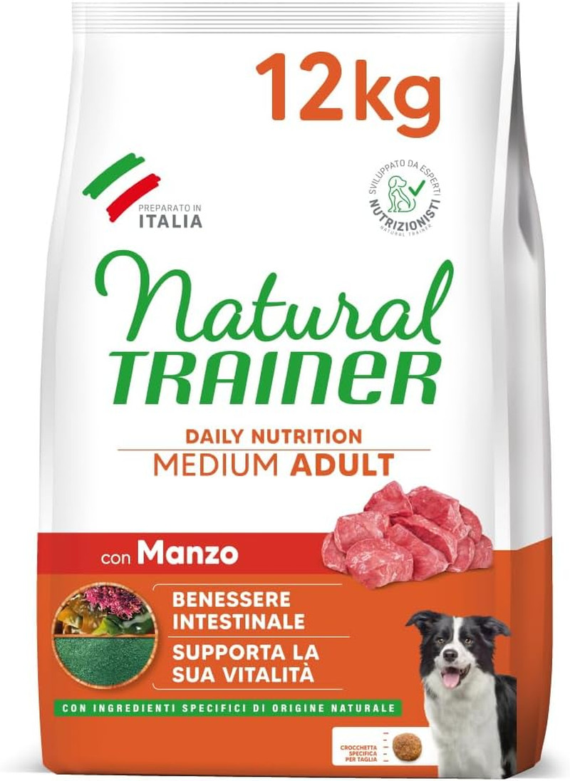 Natural Trainer Adult Medium Manzo 12kg - Crocchette Cane Alta Qualità