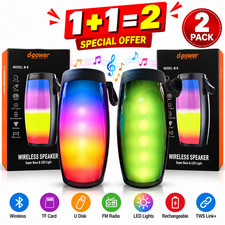 2 piezas x Altavoz Portátil Inalámbrico Bluetooth - 5W Luces LED USB TF Tarjeta