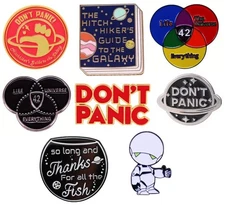 Hitchhikers Guide to the Galaxy HHGTTG enamel pin badges