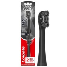 Colgate 360 Power Charcoal Toothbrush Replacement Heads Soft Two Pack Refills