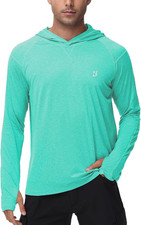 Mens UPF 50 Fishing Shirts, Long Sleeve UV Sun Hoodie, Hiking Running Swim Athl