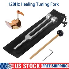 128Hz Healing Tuning Fork with Silicone Hammer Sound Therapy Musical Instrument