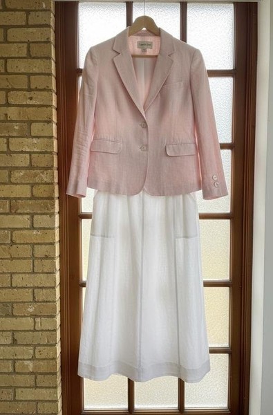 Women Suit Pink Linen L