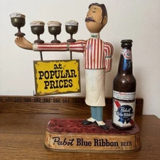 Vintage Pabst Blue Ribbon Beer Waiter Display Statue Advertising Figure 14” Rare