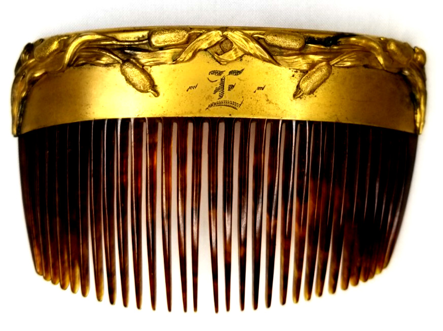 Monogram E Tortoise Shell Bakelite Decorative Hai… - image 8