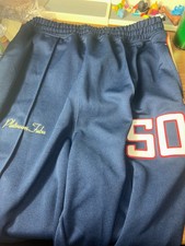 Harlem Globetrotters Pants 50 Mens L Blue Basketball Warmup Platinum Fubu