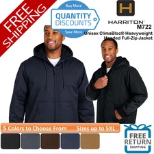 🔥 Harriton Men ClimaBloc Heavyweight Hooded Full-Zip Jacket Up To 5XL M722