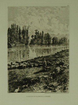 ''Le Berger de Villeneuve la Garenne''. Eau forte (etching). Taiee, Alfred (1820