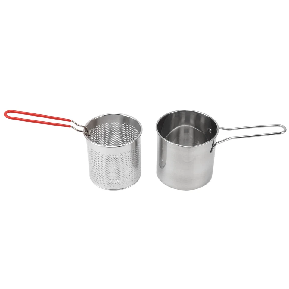 `Deep Fryer Pot 304 Stainless Steel Frying Pan Stock Fry Pot With Strainer - Image 4 of 4