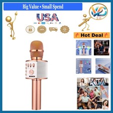 Rose Gold Wireless Bluetooth Karaoke Microphone 3-in-1 Portable Speaker