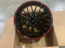 One  17x7 +40  Maxxim  Maze  4x100/114.3  Gloss Black / Red Strip  Wheel  (Used)