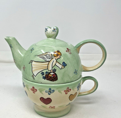 Stackable Angel Tea for Two Cup and Teapot Set Mesa International