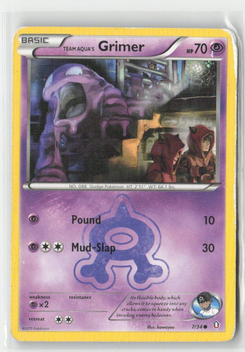 Team Aqua's Grimer 7/34 Common Double Crisis Pokemon Moderately Played