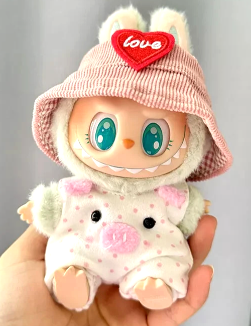 Labubu Little Piggy 2-Piece Outfit Set with Hat & Overalls Fast US Shipping New