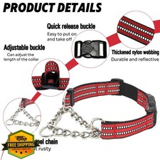 Martingale Dog Collar Reflective Nylon Chain Red L Quick Release Buckle