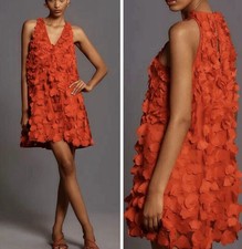 NWT Anthropologie Maeve 3D Floral Appliqué Mini Swing Dress, Size XL