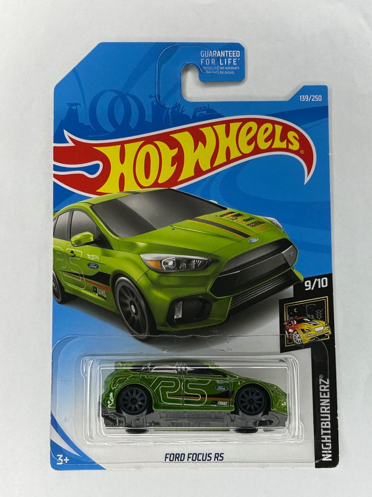 2019 Hot Wheels Nightburnerz Ford Focus RS #139 Green New Nip 9/10
