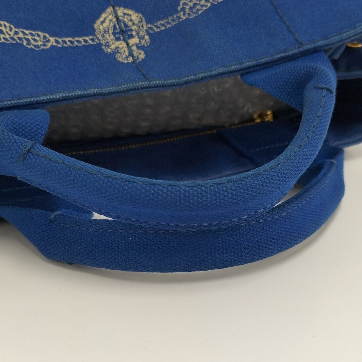 PRADA Handbag Mini Canapa Canvas Blue BN2439 from japan thumbnail 5