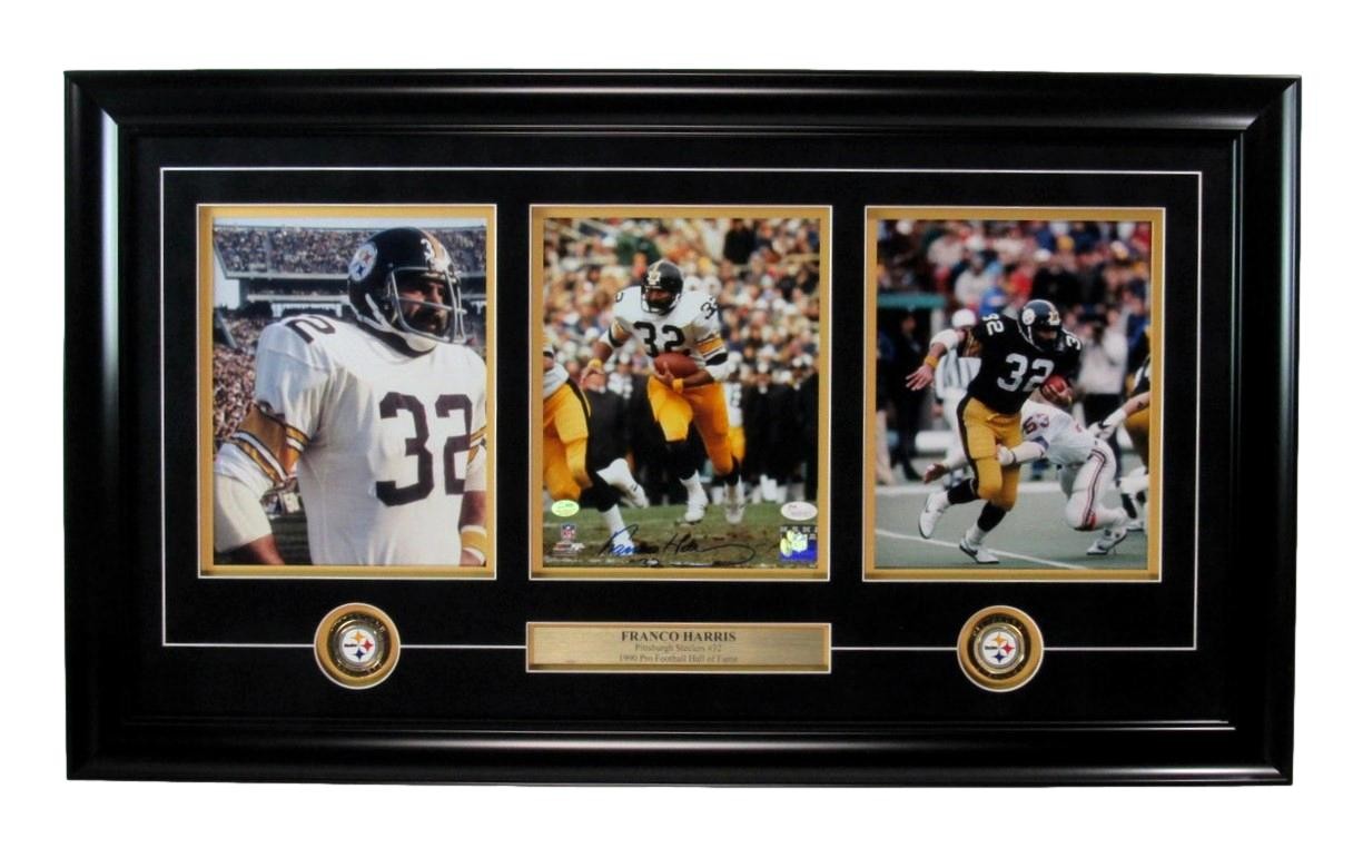 Franco Harris HOF Autographed Signed 8x10 Photo Collage Steelers Framed JSA 