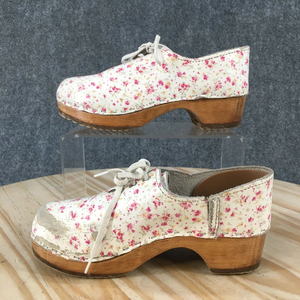 Zapatos Sven Originales Mujer 32 Zuecos Blanco Estampado Floral Con Cordones Informales Cómodos Foto 2 de 4