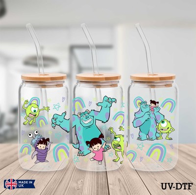 Monsters Inc UV DTF Aufkleber - 16 Unzen Libbey Dose Glasfolie yd405