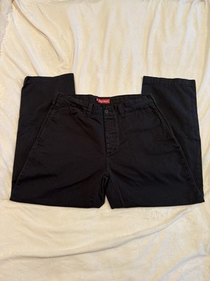 Supreme Chino Men's Pants 34 Pinup Logo, Button Fly, Fade Blue