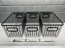 Wire Baskets SET OF 3, 6  wide X 6  Tall X 10  Long, Metallic Finish Hand Holes  