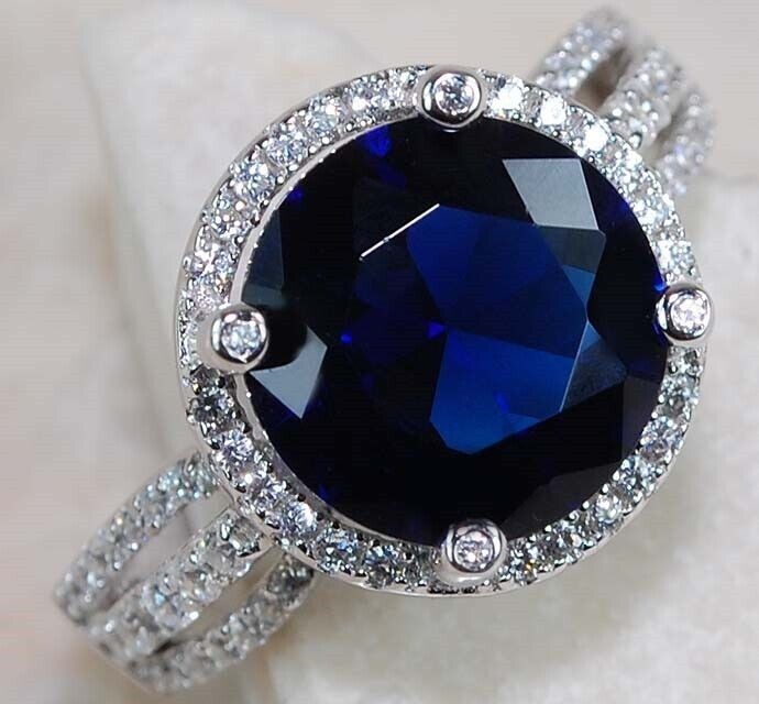4CT Heat Treated Kyanite 925 Sterling Silver Ring Sz 6 &5-8