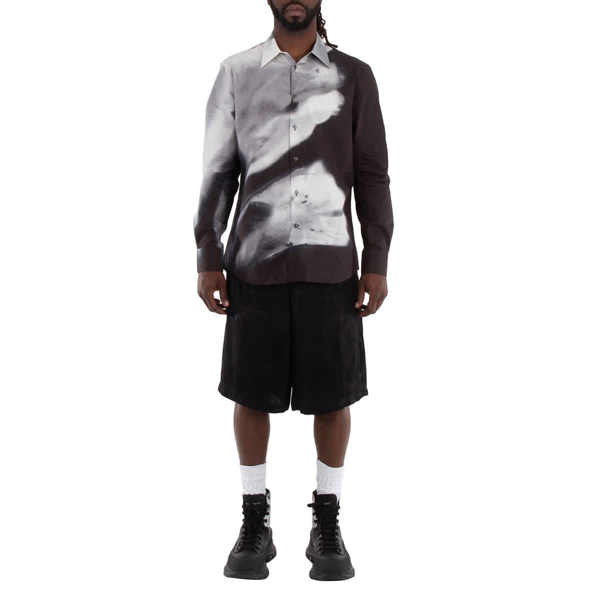 Жаккардовые шорты с логотипом Alexander McQueen из вискозы 53990₽