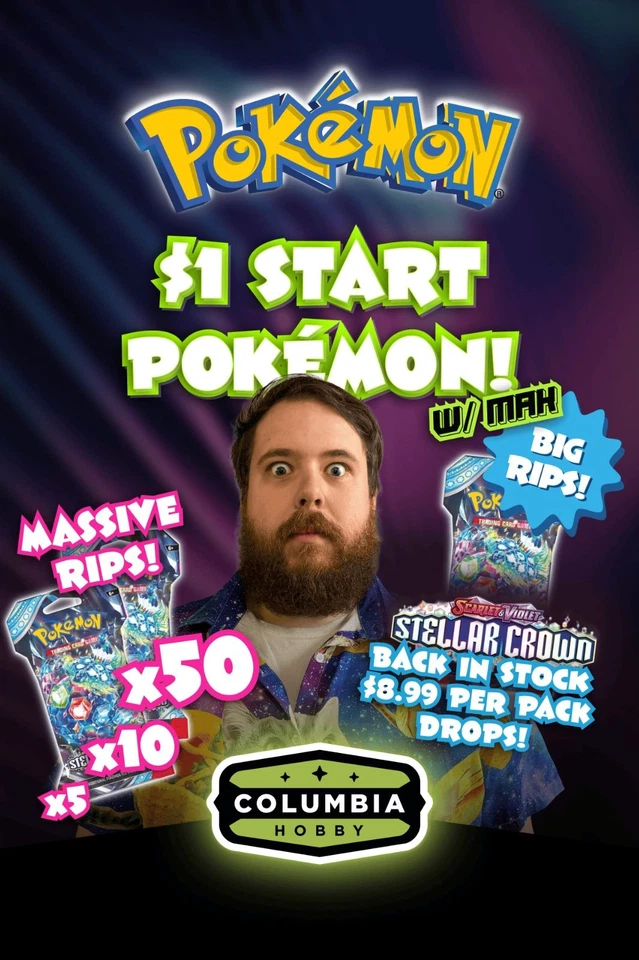 Stellar Crown Is Back! $1 Start Pokemon, Big Rips, Sealed and More w/Mak