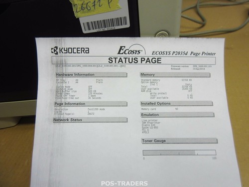 KYOCERA P2035D A4 28ppm Mono Laser Printer NETWORK USB - 26672 PRINTS / LINES - Afbeelding 2 van 3