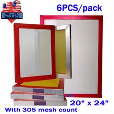 6 PACK 20" x 24" Aluminum Screen Printing Screens With 305 Yellow Mesh Count