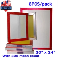 6 PACK 20" x 24" Aluminum Screen Printing Screens With 305 Yellow Mesh Count