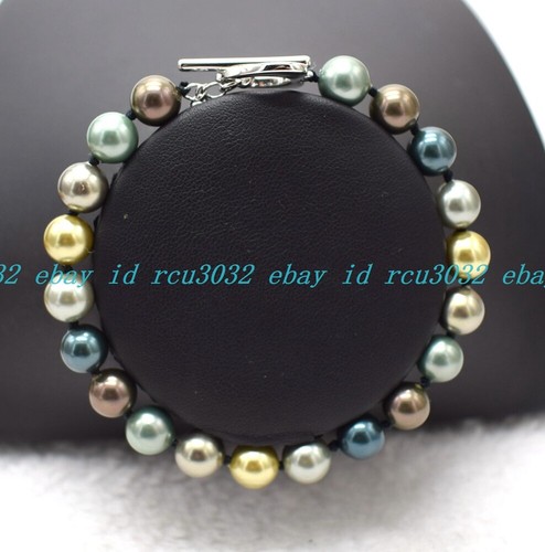 8/10/12mm Multi Color South Sea Shell Pearl Round Beads Necklace Bracelet Set - Picture 6 of 18