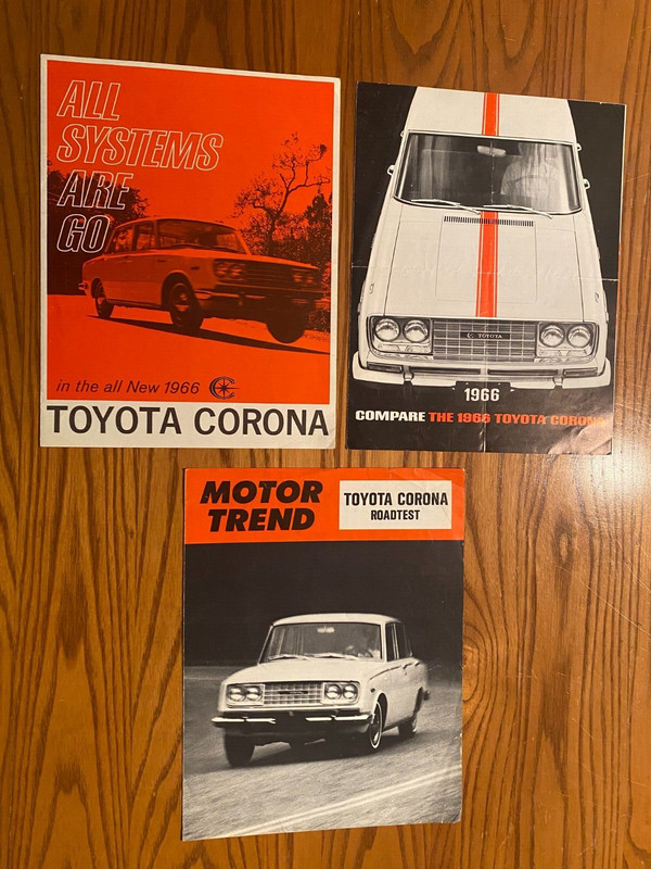 1966 Toyota Corona Advertising and Sales Package including Motor Trend Test Data