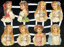 VICTORIAN STYLE DIE CUT PAPER SCRAPS YOUNG WOMEN ef7100 GERMANY