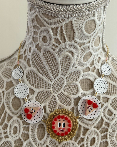LES NEREIDES N2 PINK STRAWBERRY CAKE GATEAUX PLATE PENDANT NECKLACE - NEW - 第 11/18 張圖片