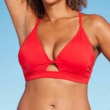 NWT Shade Shore Red Keyhole Bikini Top Size 36B